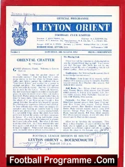 Leyton Orient v Bournemouth 1952 – Multi Autographed Signed