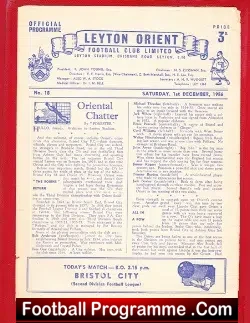 Leyton Orient v Bristol City 1956 – Signed Burden + Cook