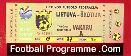 Lithuania v Scotland 1998 – Football Ticket Stub Euro 2000