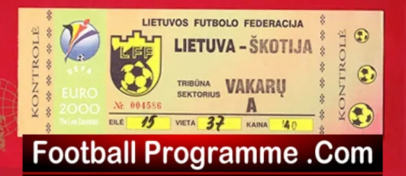 Lithuania v Scotland 1998 – Football Ticket Stub Euro 2000