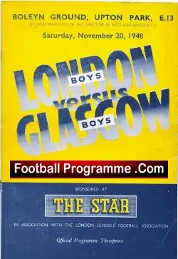 London Boys v Glasgow Boys 1948 – Schoolboys at West Ham