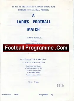Luton Daytels Ladies v Northampton 1972 – Womens Football