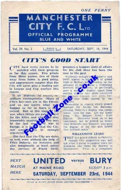 Manchester City v Liverpool 1944 – 1940s Football Programmes