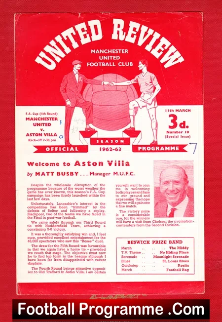 Manchester United v Aston Villa 1963 – Emergency Red Issue
