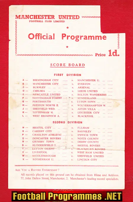 Manchester United v Bury 1957 – Reserves Match