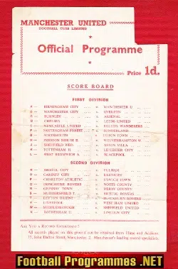 Manchester United v Bury 1957 – Reserves Match