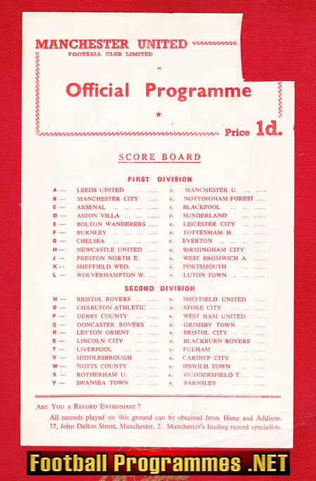 Manchester United v Leeds United 1958 – Busby Babe Players