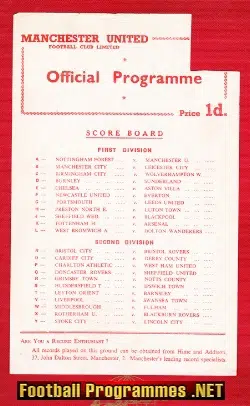 Manchester United v Sheffield Wednesday 1957 – Reserves Match