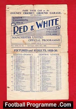 Manchester United v Stoke City 1929 1930 Season – Man Utd Genuine