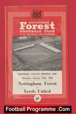 Nottingham Forest v Leeds United 1958 – Autographed SIGNED