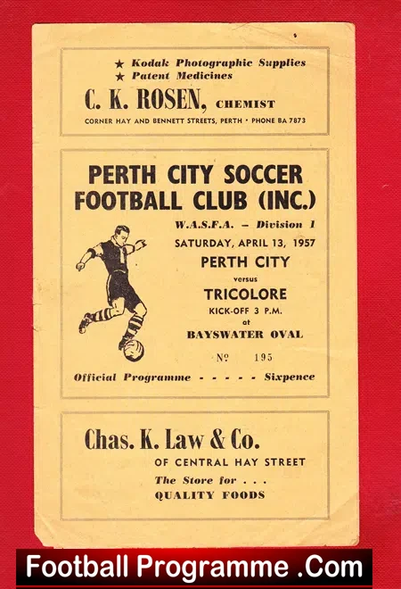 Perth City v Tricolore 1957 – 1950s Scottish Programme