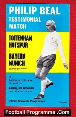 Philip Beal Testimonial Benefit Match Tottenham Hotspur 1973