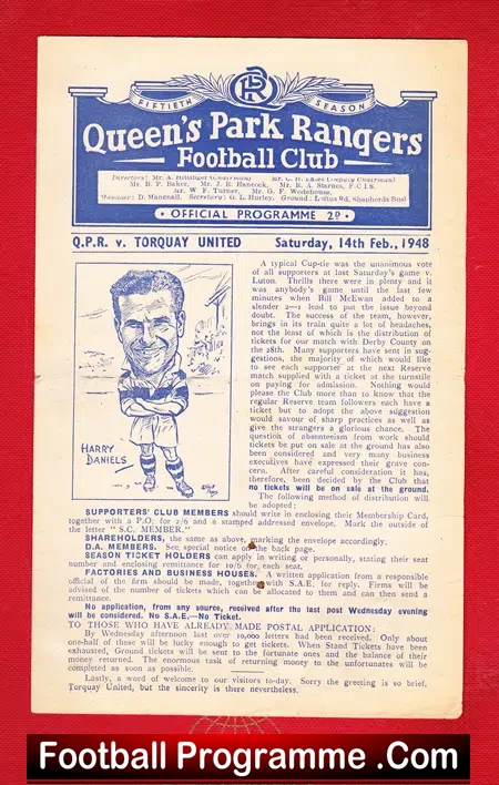 Queens Park Rangers v Torquay United 1948