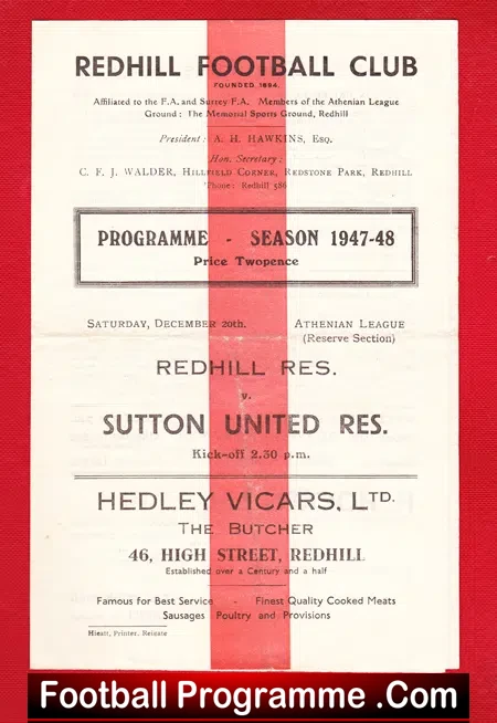 Redhill v Sutton United 1947