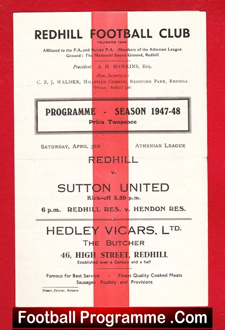Redhill v Sutton United 1948 – 1940s