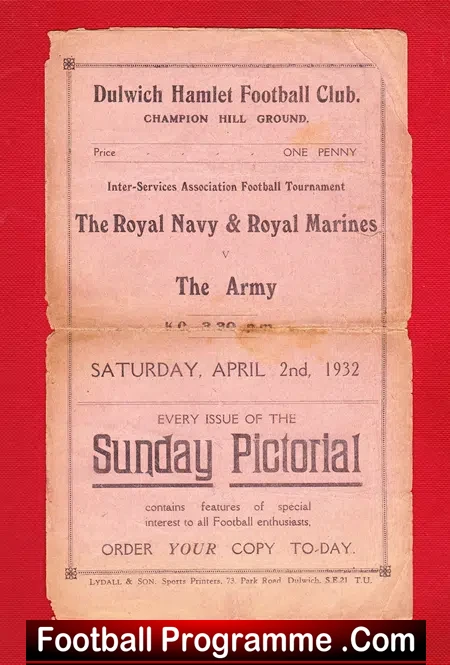 Royal Navy v The Royal Marines 1932 – 1930s Programme