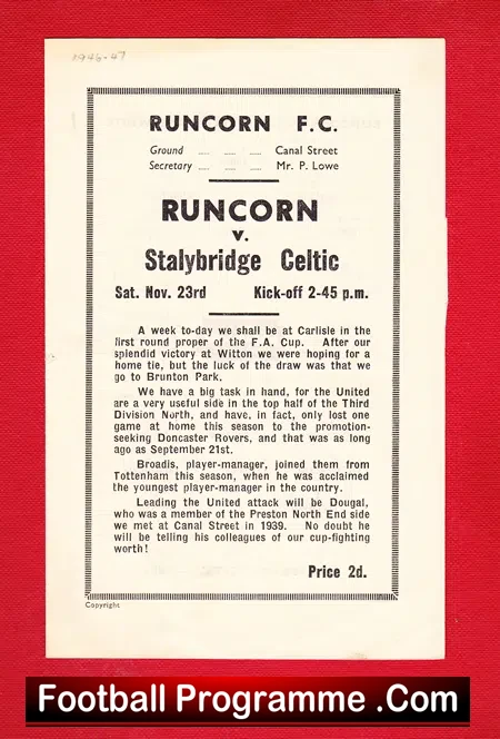 Runcorn v Stalybridge Celtic 1946