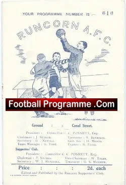 Runcorn v Stalybridge Celtic 1952 – 1950s Programme