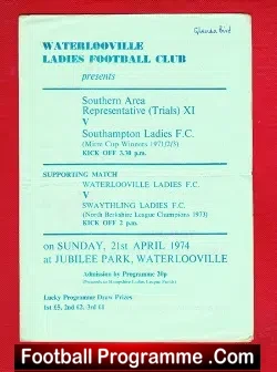 Southern Representative Ladies v Southampton 1974 – Womens Football Match