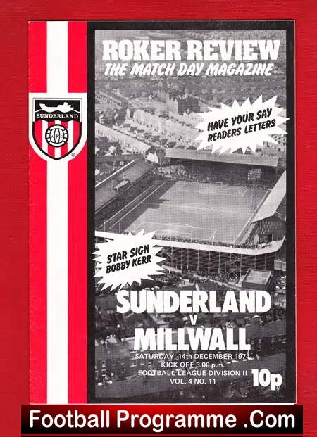 Sunderland v Millwall 1974
