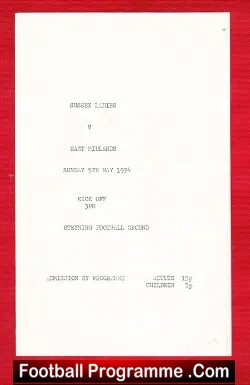 Sussex Ladies v East Midlands 1974 – Womens Football