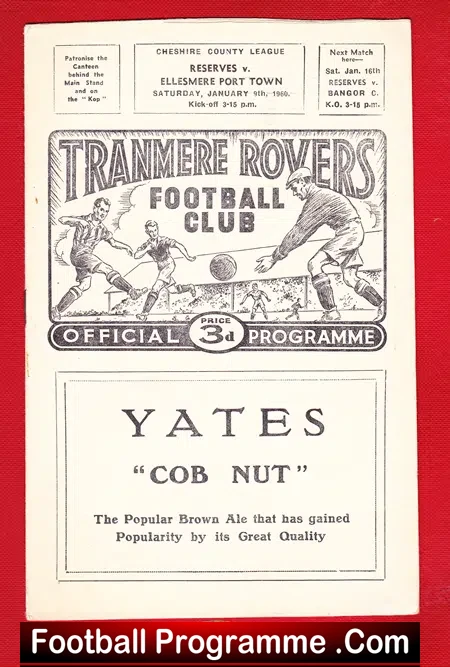 Tranmere Rovers v Ellesmere Port 1960 – Reserves Match