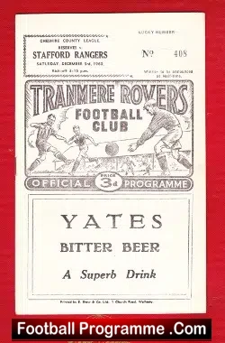 Tranmere Rovers v Stafford Rangers 1960 – Reserves