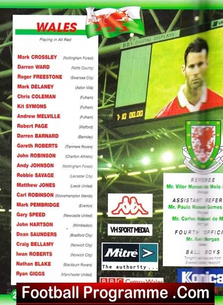 Wales v Brazil 2000