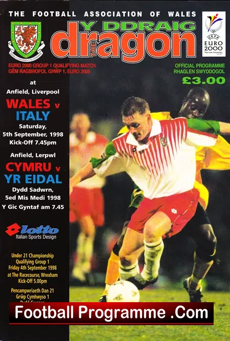 Wales v Italy  1998 – Euro 2000 match