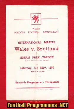 Wales v Scotland 1950 – Ninian Park Cardiff Schoolboys