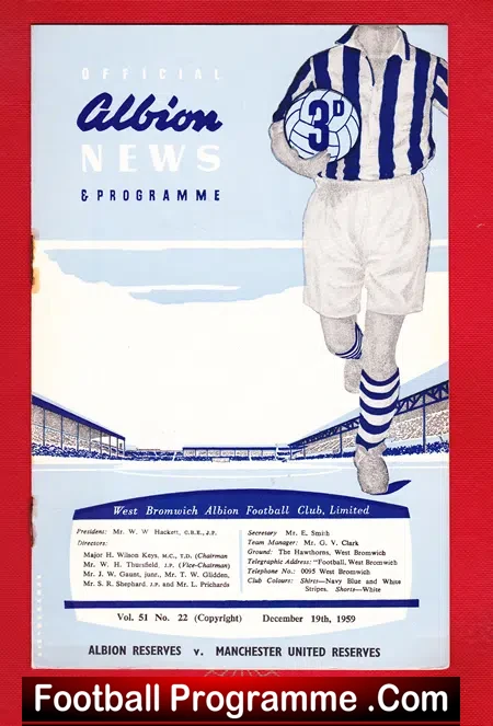 West Bromwich Albion v Manchester United 1959 – Reserves Game