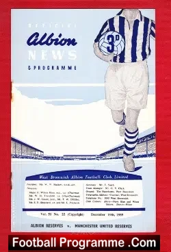 West Bromwich Albion v Manchester United 1959 – Reserves Game