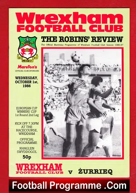 Wrexham v Zerrieq 1986 – Malta European Cup Winners Cup