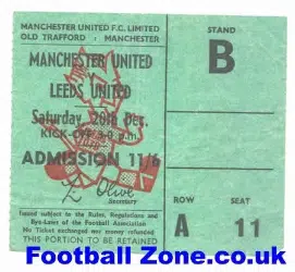 Manchester United v Leeds United 1969 - Ticket