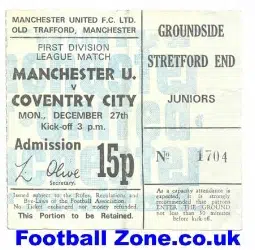 Manchester United v Coventry City 1971 - Ticket