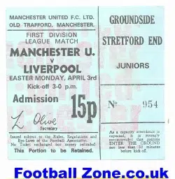 Manchester United v Liverpool 1972 - Ticket