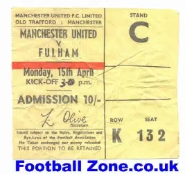 Manchester United v Fulham 1968 - Ticket