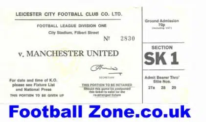 Leicester City v Manchester United 1970's - Football Ticket