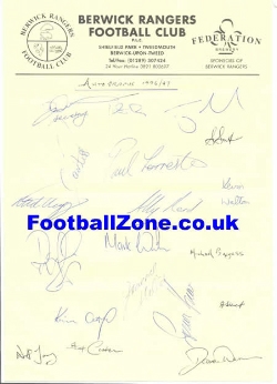 Berwick Rangers Squad Autographs Official Letterhead