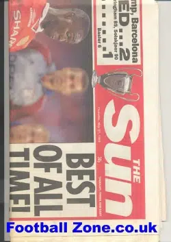 The Sun Newspaper May 1999 Man Utd Treble Season Issue