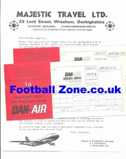 Anderlecht v Wrexham 1976 Flight Tickets + itinerary