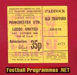 Manchester United v Leeds United 1971 – Football Ticket