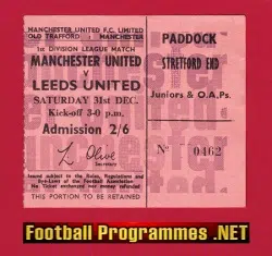 Manchester United v Leeds United 1966 – Football Ticket