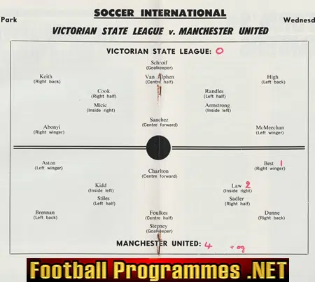 Australia Tour Victorian State League v Manchester United 1967