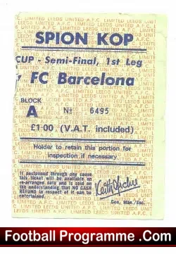 Barcelona v Manchester United 1994 – Semi Final Ticket Stub