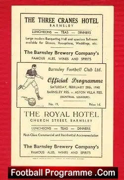 Barnsley v Aston Villa 1948 – Reserves Match