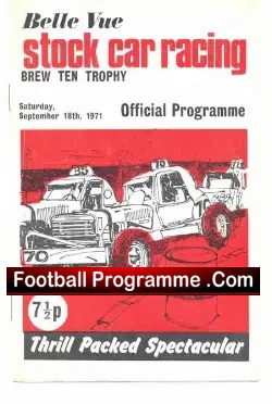 Belle Vue Stock Car Racing 1971 - Brew Ten Trophy - stock car racing programme