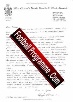 Berwick Rangers Football Letter Hugh McCann