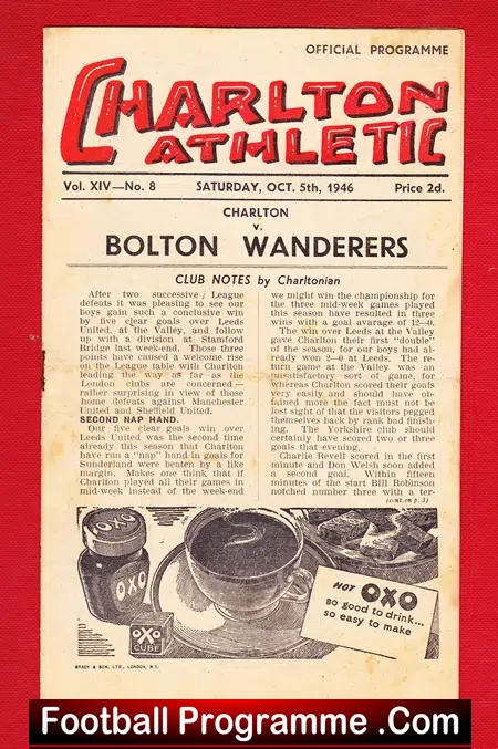 Charlton Athletic v Bolton Wanderers 1946