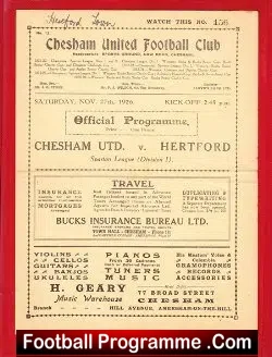 Chesham United v Hertford 1926 – 1920s Football Memorabilia